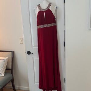 Elegant Red Beaded Evening Gown